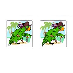 Parrot Hat Cartoon Captain Cufflinks (square)