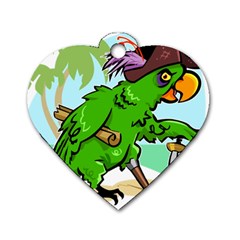 Parrot Hat Cartoon Captain Dog Tag Heart (two Sides)