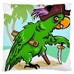 Parrot Hat Cartoon Captain Large Cushion Case (one Side) by Sarkoni