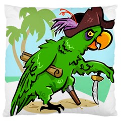 Parrot Hat Cartoon Captain Large Premium Plush Fleece Cushion Case (two Sides)