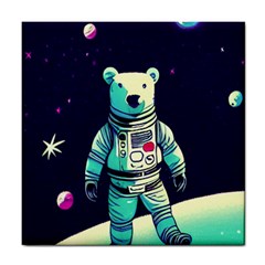 Bear Astronaut Futuristic Tile Coaster by Bedest