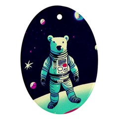 Bear Astronaut Futuristic Oval Ornament (two Sides) by Bedest