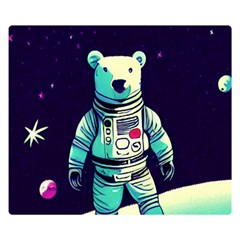 Bear Astronaut Futuristic Two Sides Premium Plush Fleece Blanket (small) by Bedest