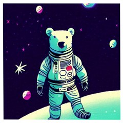 Bear Astronaut Futuristic Wooden Puzzle Square by Bedest