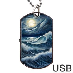 Waves Storm Sea Dog Tag Usb Flash (two Sides) by Bedest