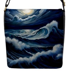 Waves Storm Sea Flap Closure Messenger Bag (s) by Bedest