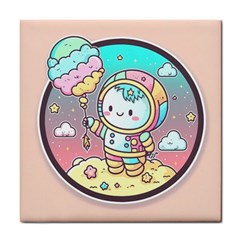 Boy Astronaut Cotton Candy Tile Coaster by Bedest