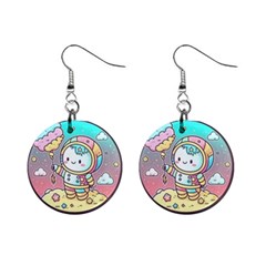 Boy Astronaut Cotton Candy Mini Button Earrings