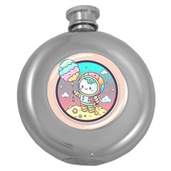 Boy Astronaut Cotton Candy Round Hip Flask (5 Oz)