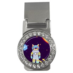 Cat Astronaut Space Retro Universe Money Clips (cz)  by Bedest