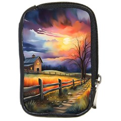 Rural Farm Fence Pathway Sunset Compact Camera Leather Case by Bedest