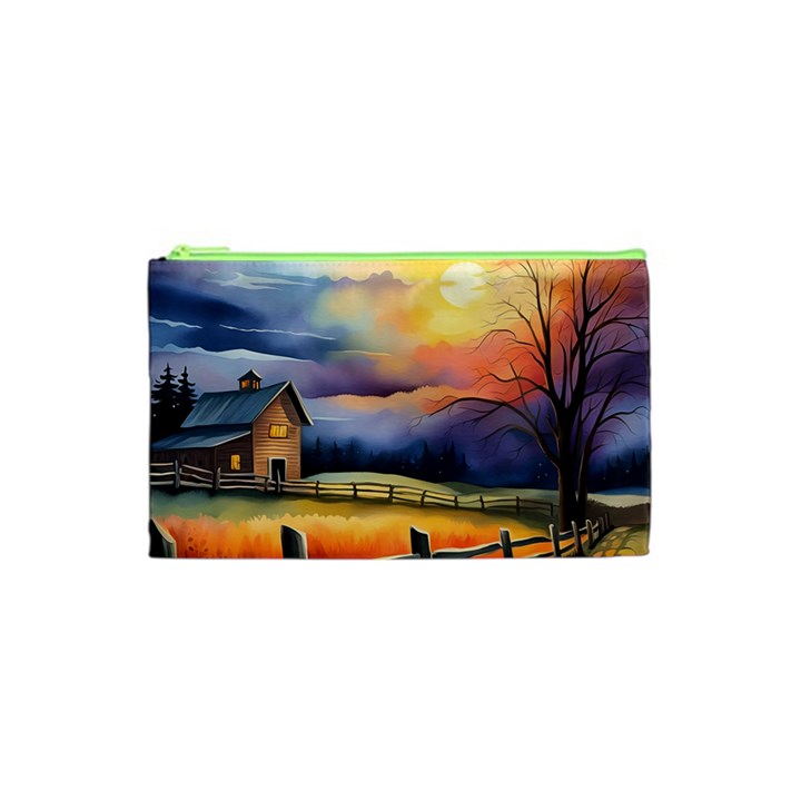 Rural Farm Fence Pathway Sunset Cosmetic Bag (XS)