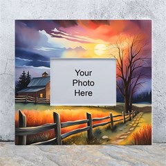 Rural Farm Fence Pathway Sunset White Wall Photo Frame 5  X 7  by Bedest