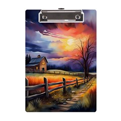 Rural Farm Fence Pathway Sunset A5 Acrylic Clipboard by Bedest