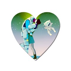 Astronaut Cat Retro Cute Alien Heart Magnet by Bedest