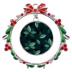 Foliage Metal X mas Wreath Ribbon Ornament