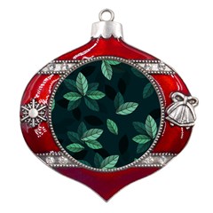 Foliage Metal Snowflake And Bell Red Ornament