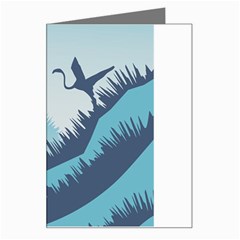 Swan Flying Bird Wings Waves Grass Greeting Card by Bedest