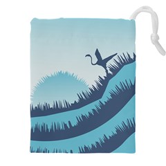 Swan Flying Bird Wings Waves Grass Drawstring Pouch (5xl)