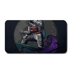 Illustration Astronaut Cosmonaut Paying Skateboard Sport Space With Astronaut Suit Medium Bar Mat by Ndabl3x