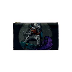 Illustration Astronaut Cosmonaut Paying Skateboard Sport Space With Astronaut Suit Cosmetic Bag (small) by Ndabl3x