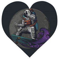 Illustration Astronaut Cosmonaut Paying Skateboard Sport Space With Astronaut Suit Wooden Puzzle Heart