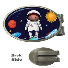 Boy Spaceman Space Rocket Ufo Planets Stars Money Clips (oval)  by Ndabl3x