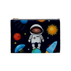 Boy Spaceman Space Rocket Ufo Planets Stars Cosmetic Bag (medium) by Ndabl3x