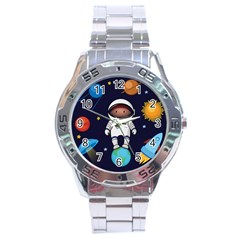 Boy Spaceman Space Rocket Ufo Planets Stars Stainless Steel Analogue Watch by Ndabl3x