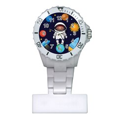 Boy Spaceman Space Rocket Ufo Planets Stars Plastic Nurses Watch by Ndabl3x