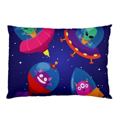 Cartoon Funny Aliens With Ufo Duck Starry Sky Set Pillow Case