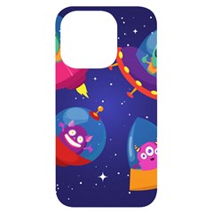 Cartoon Funny Aliens With Ufo Duck Starry Sky Set Iphone 14 Pro Black Uv Print Case by Ndabl3x