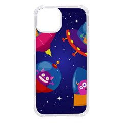 Cartoon Funny Aliens With Ufo Duck Starry Sky Set Iphone 14 Tpu Uv Print Case by Ndabl3x