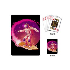 Astronaut Spacesuit Standing Surfboard Surfing Milky Way Stars Playing Cards Single Design (mini)