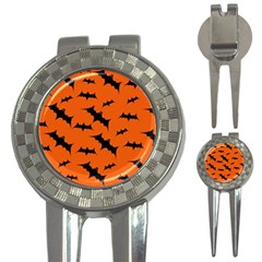 Halloween Card With Bats Flying Pattern 3-in-1 Golf Divots by Hannah976