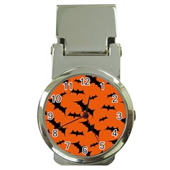 Halloween Card With Bats Flying Pattern Money Clip Watches