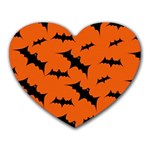 Halloween Card With Bats Flying Pattern Heart Mousepad Front