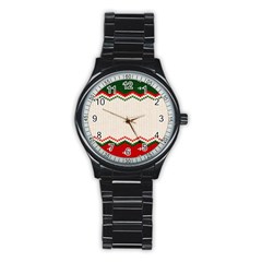 Merry Christmas Happy New Year Stainless Steel Round Watch by artworkshop