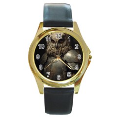 Owl Knight Round Gold Metal Watch by goljakoff