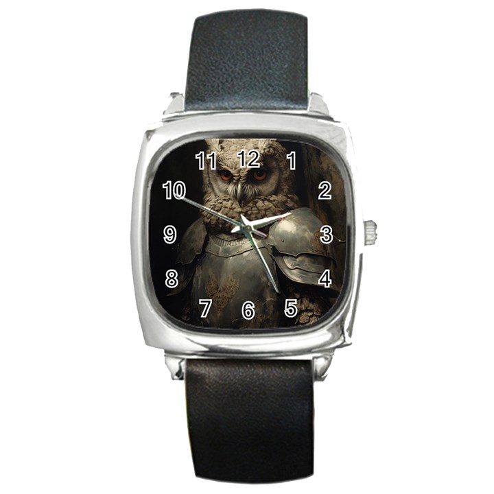 Owl Knight Square Metal Watch