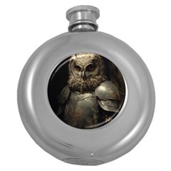 Owl Knight Round Hip Flask (5 Oz) by goljakoff