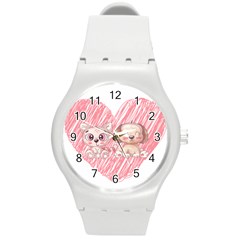 Paw Dog Pet Puppy Canine Cute Round Plastic Sport Watch (m)