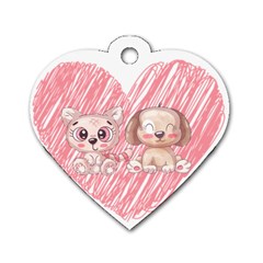 Cat Kitten Feline Pet Animal Cute Dog Tag Heart (two Sides)