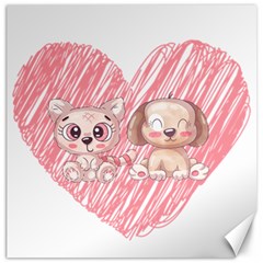 Dog Cat Animal Pet Heart Love Canvas 12  X 12 