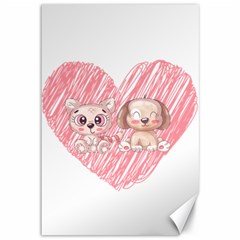 Dog Cat Animal Pet Heart Love Canvas 12  X 18 