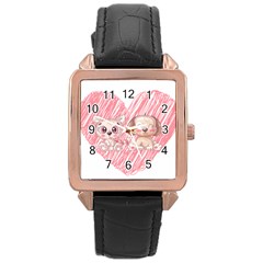 Cat Kitten Feline Pet Animal Cute Rose Gold Leather Watch 