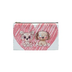 Dog Cat Animal Pet Heart Love Cosmetic Bag (small)