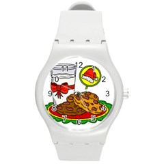 Milk Cookies Christmas Holidays Round Plastic Sport Watch (m) by Sarkoni