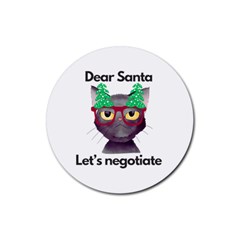 Cute Cat Glasses Christmas Tree Rubber Coaster (round) by Sarkoni