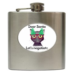 Cute Cat Glasses Christmas Tree Hip Flask (6 Oz)